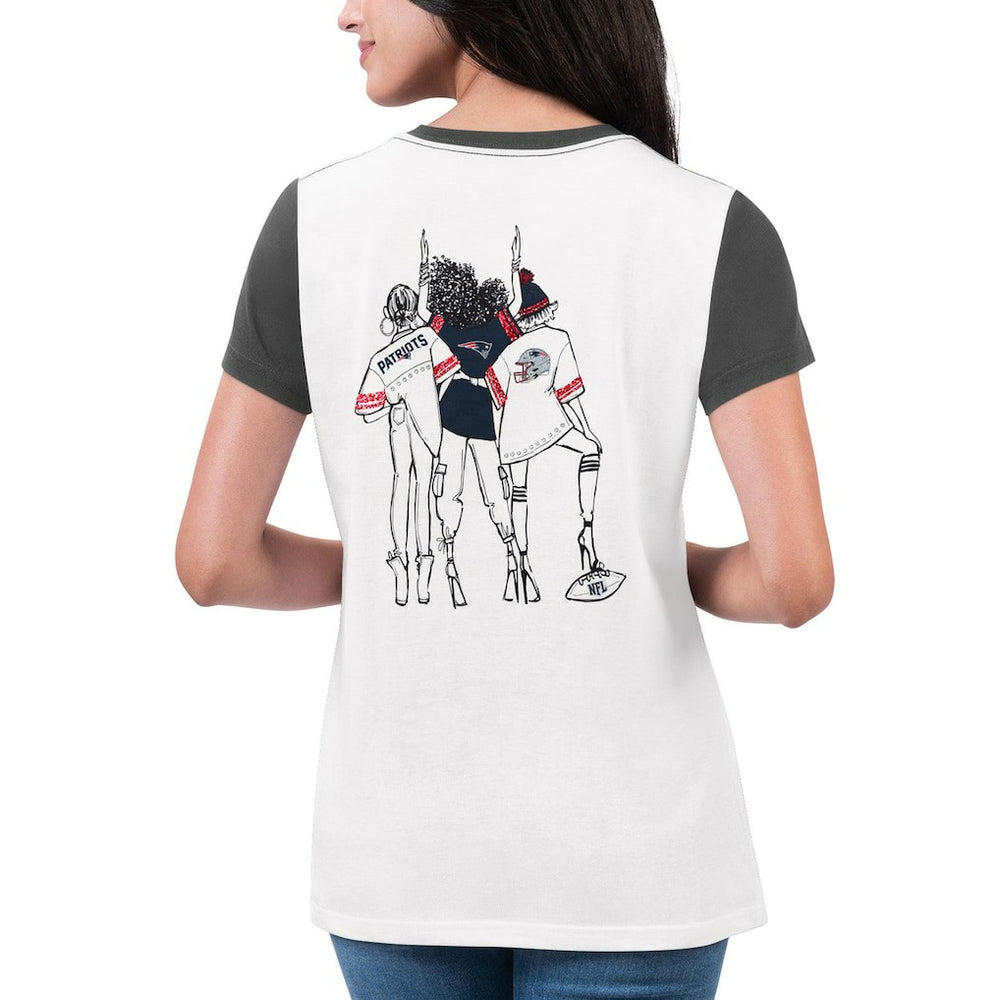 New England Patriots G-III 4Her by Carl Banks Women's Fashion Illustration T-Shirt White/Navy | NFL