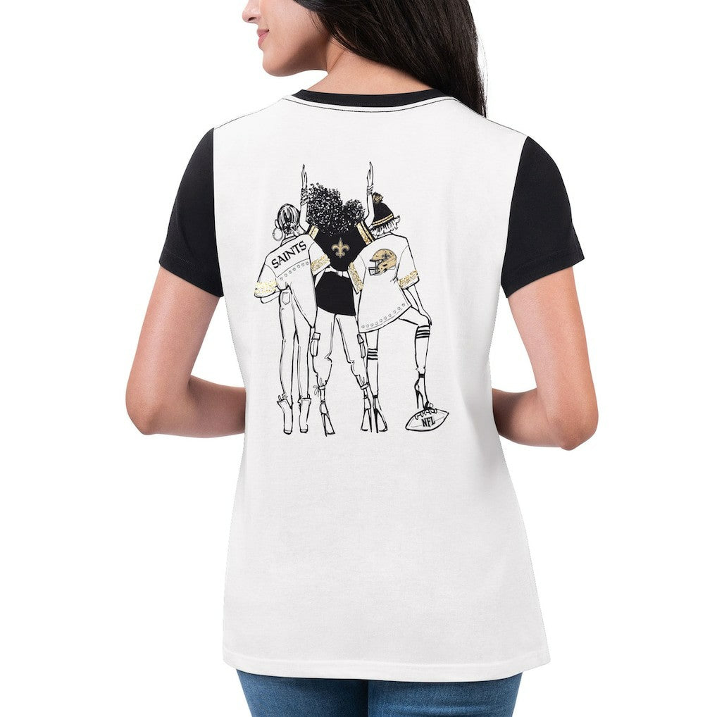 New Orleans Saints G-III 4Her by Carl Banks Women's Fashion Illustration T-Shirt White/Black | NFL