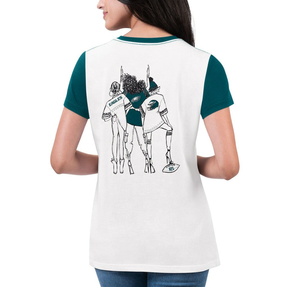 Philadelphia Eagles G-III 4Her by Carl Banks Women's Fashion Illustration T-Shirt White/Midnight Green | NFL