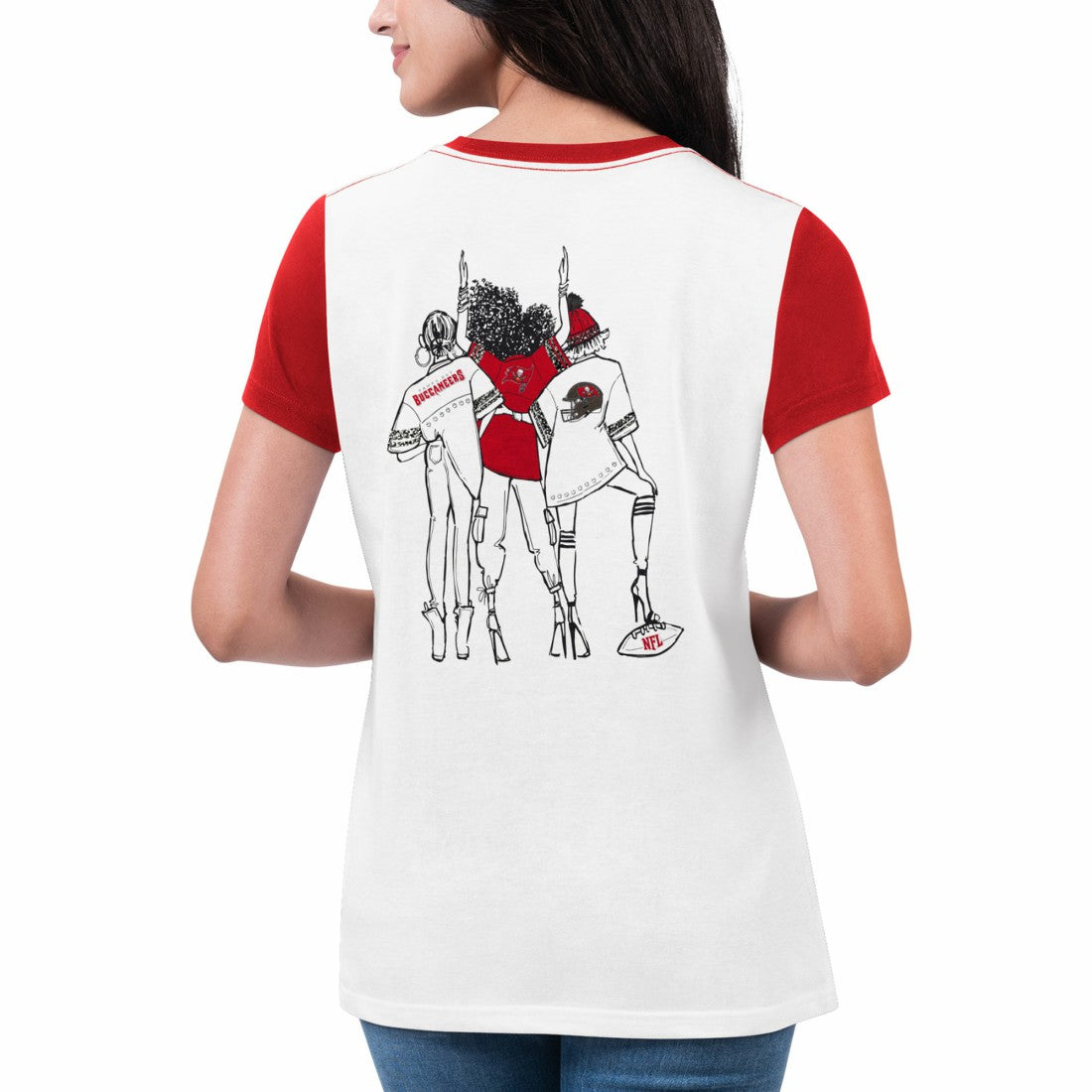 Tampa Bay Buccaneers G-III 4Her by Carl Banks Women's Fashion Illustration T-Shirt White/Red | NFL