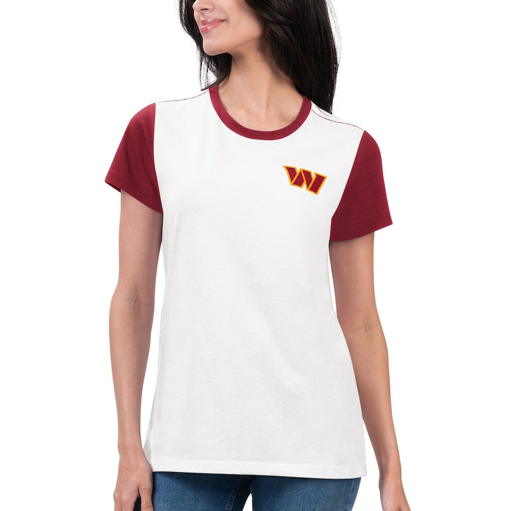 Washington Commanders G-III 4Her by Carl Banks Women's Fashion Illustration T-Shirt White/Burgundy | NFL