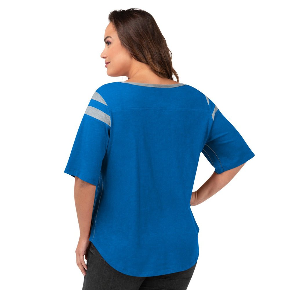 Detroit Lions G-III 4Her by Carl Banks Women's Plus Size Linebacker T-Shirt Royal | NFL