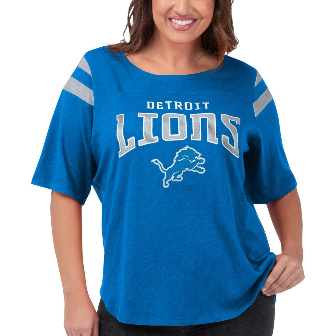 Detroit Lions G-III 4Her by Carl Banks Women's Plus Size Linebacker T-Shirt Royal | NFL