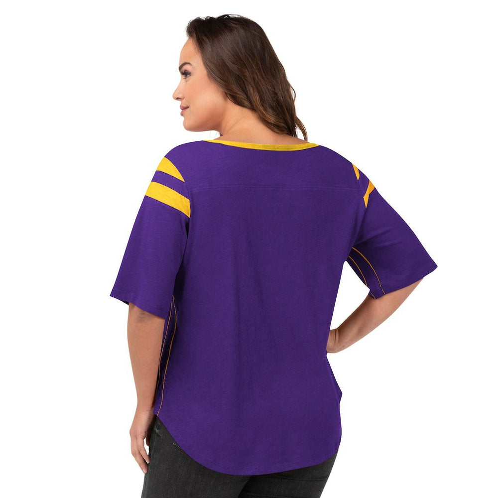 Minnesota Vikings G-III 4Her by Carl Banks Women's Plus Size Linebacker T-Shirt Purple | NFL