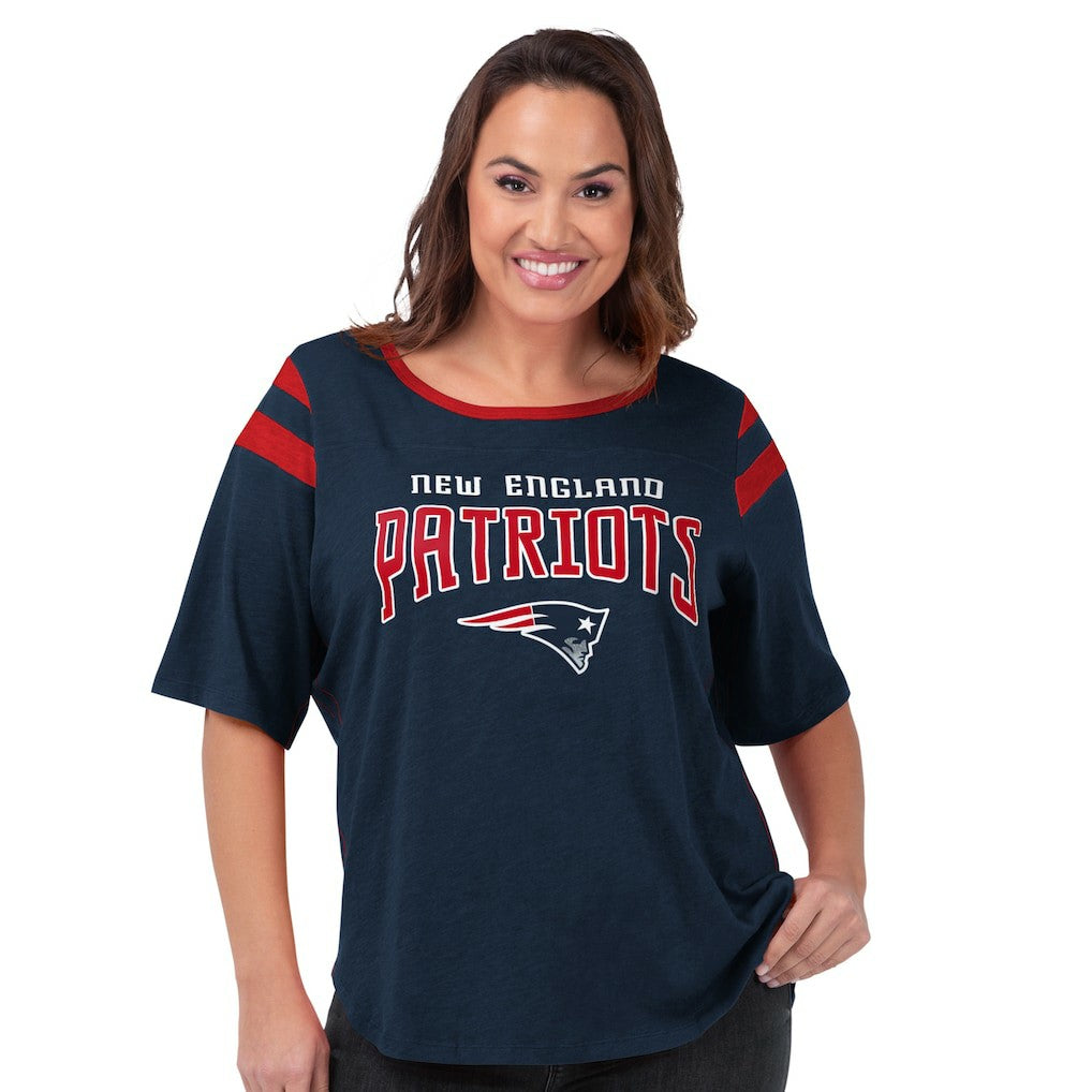 New England Patriots G-III 4Her by Carl Banks Women's Plus Size Linebacker T-Shirt Navy | NFL