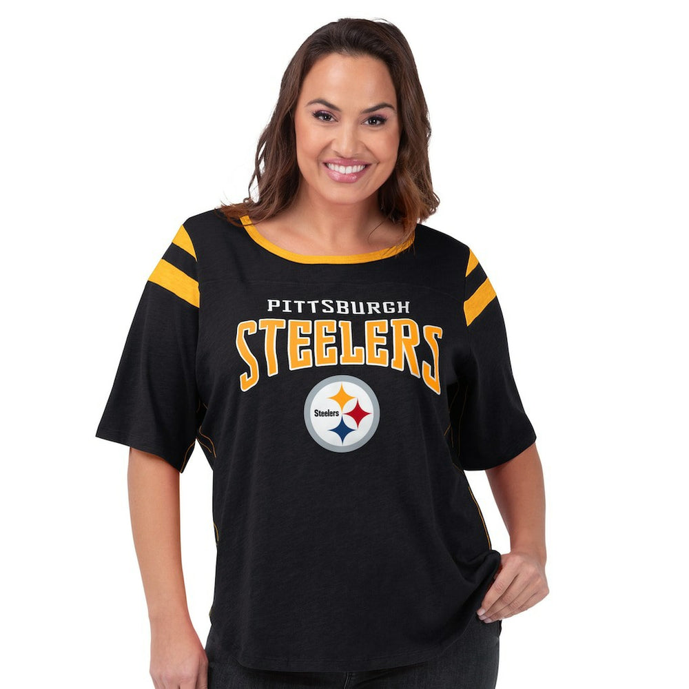 Pittsburgh Steelers G-III 4Her by Carl Banks Women's Plus Size Linebacker T-Shirt Black | NFL