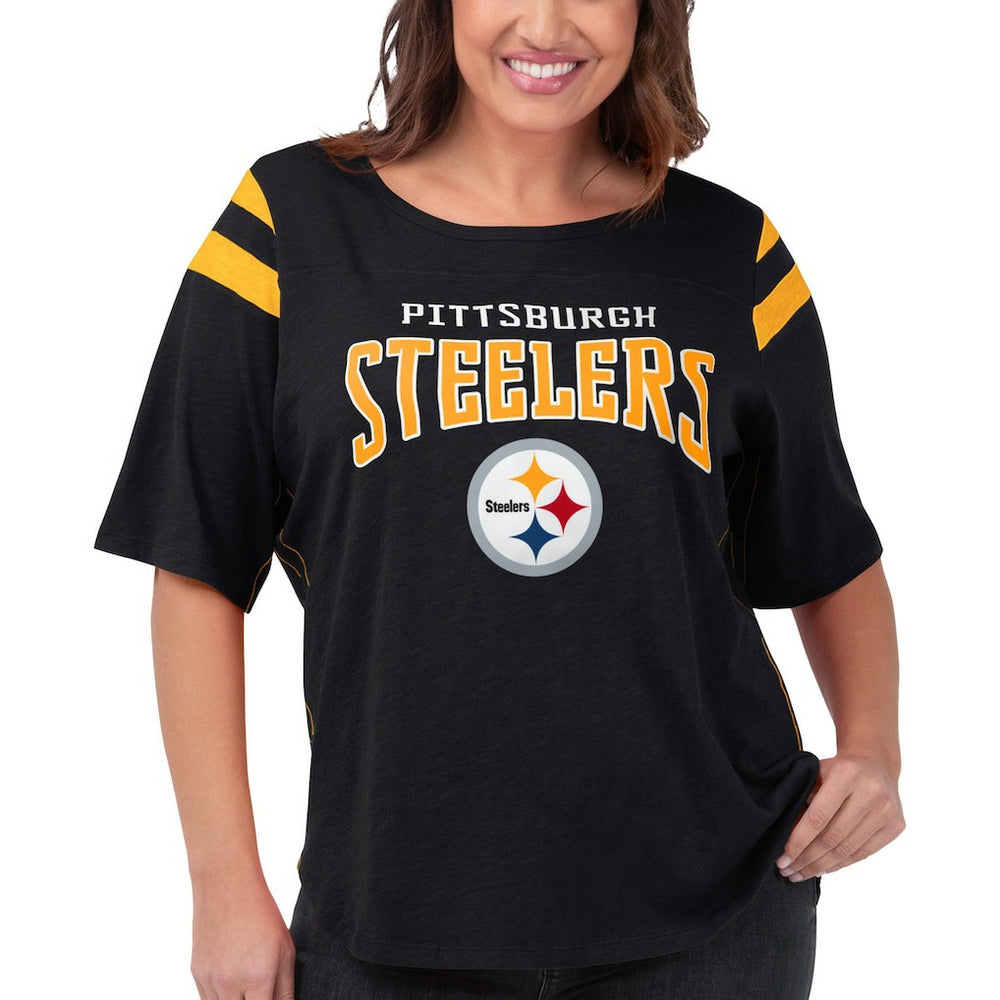 Pittsburgh Steelers G-III 4Her by Carl Banks Women's Plus Size Linebacker T-Shirt Black | NFL