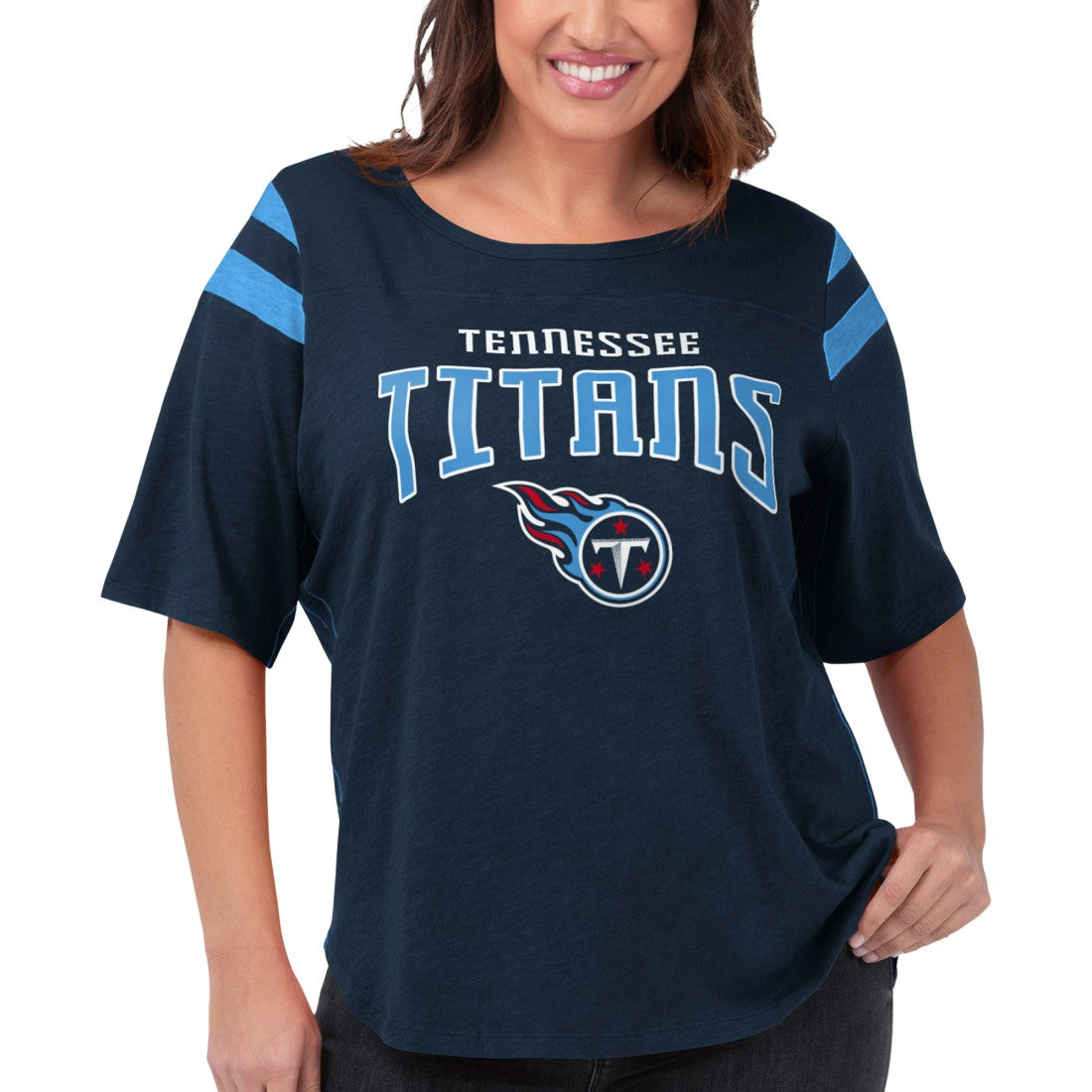 Tennessee Titans G-III 4Her by Carl Banks Women's Plus Size Linebacker T-Shirt Navy | NFL