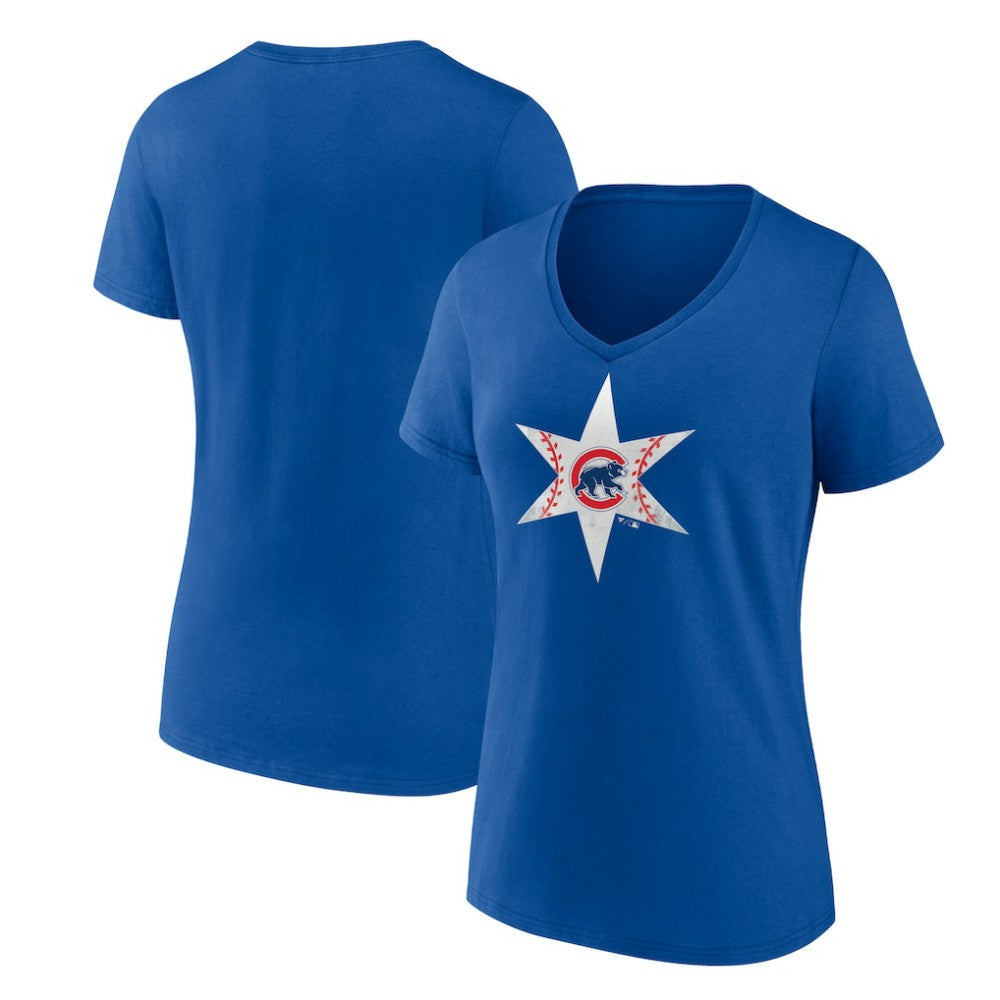 Chicago Cubs Women's Hometown Collection Chi Star V-Neck T-Shirt - MLB