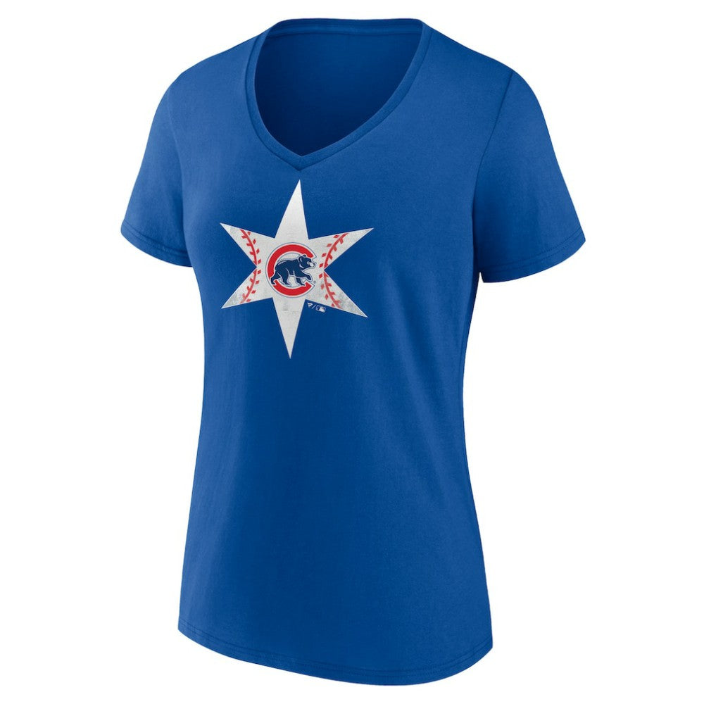 Chicago Cubs Women's Hometown Collection Chi Star V-Neck T-Shirt - MLB