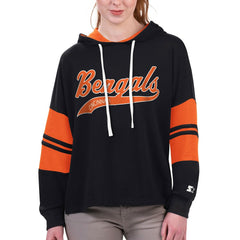 Cincinnati Bengals Starter Women's Bump And Run Long Sleeve Hoodie T-Shirt Black | NFL