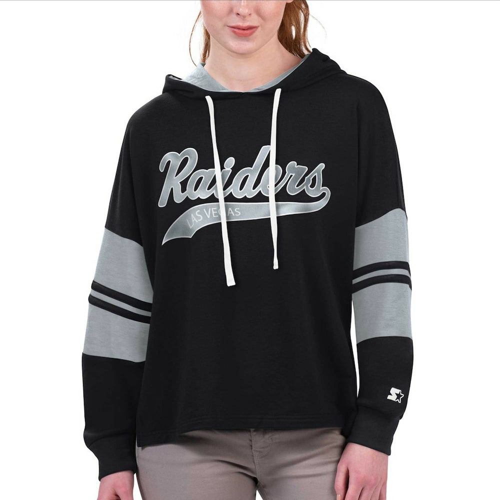 Las Vegas Raiders Starter Women's Bump And Run Long Sleeve Hoodie T-Shirt Black | NFL