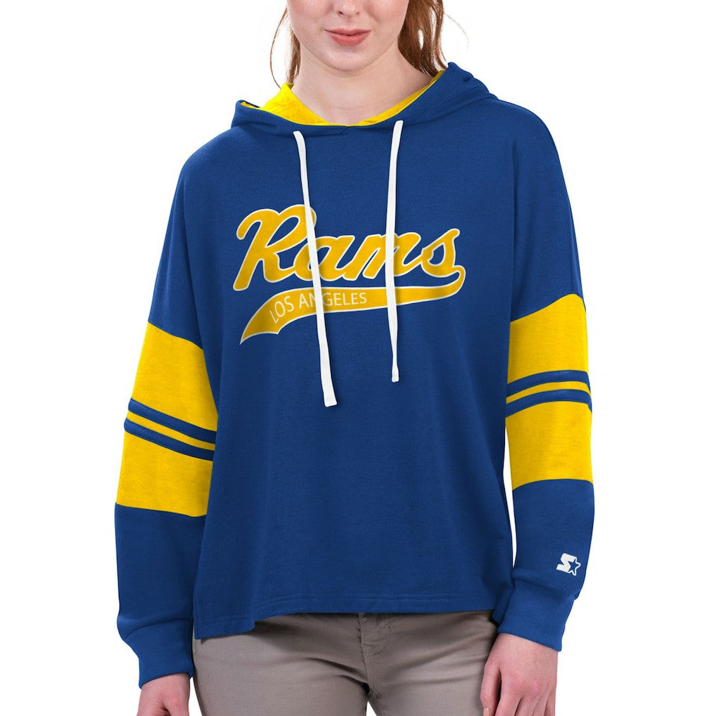 Los Angeles Rams Starter Women's Bump And Run Long Sleeve Hoodie T-Shirt Royal | NFL