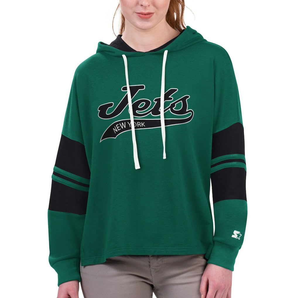 New York Jets Starter Women's Bump And Run Long Sleeve Hoodie T-Shirt Green | NFL