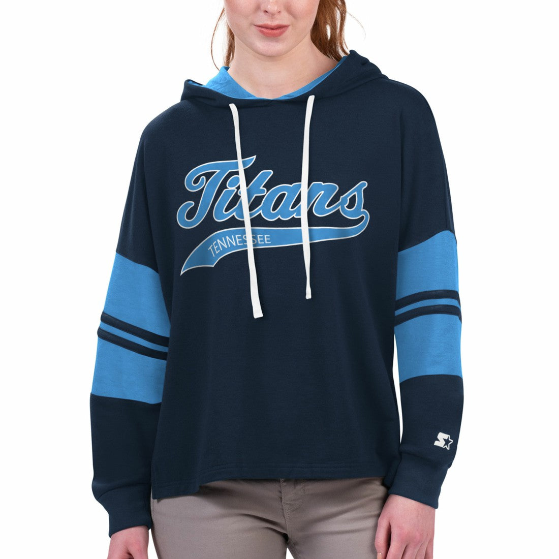 Tennessee Titans Starter Women's Bump And Run Long Sleeve Hoodie T-Shirt Navy | NFL