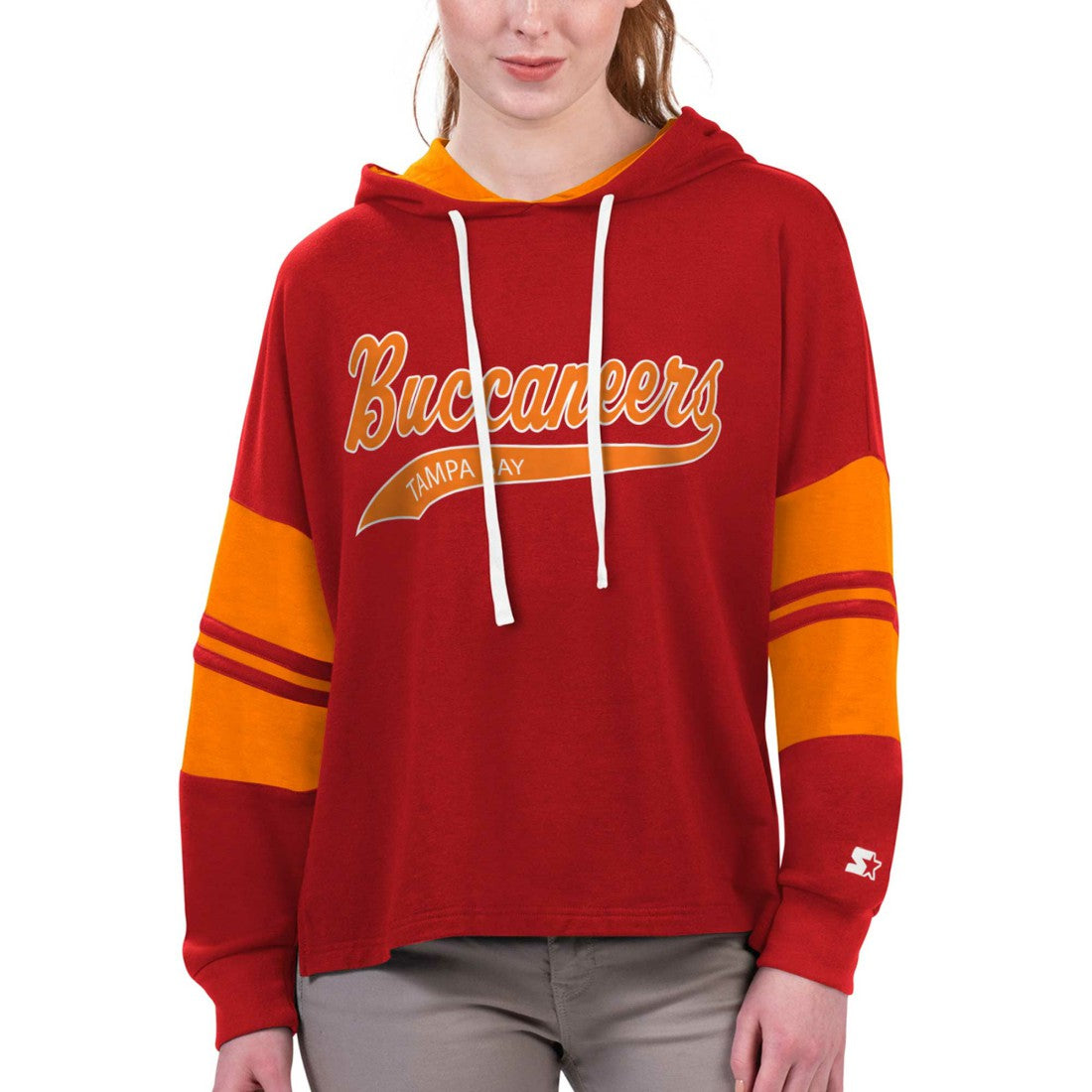 Tampa Bay Buccaneers Starter Women's Bump And Run Long Sleeve Hoodie T-Shirt Red | NFL