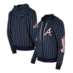 Atlanta Braves New Era Women's Pinstripe Tri-Blend Full-Zip Hoodie Jacket - MLB