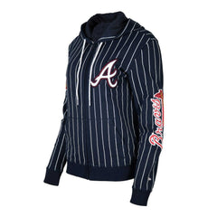 Atlanta Braves New Era Women's Pinstripe Tri-Blend Full-Zip Hoodie Jacket - MLB
