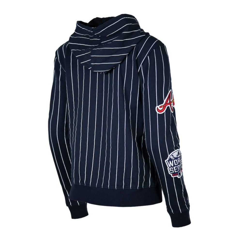 Atlanta Braves New Era Women's Pinstripe Tri-Blend Full-Zip Hoodie Jacket - MLB