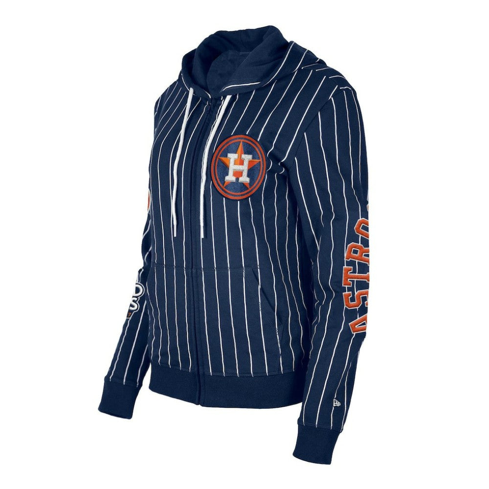 Houston Astros New Era Women's Pinstripe Tri-Blend Full-Zip Hoodie Jacket - MLB