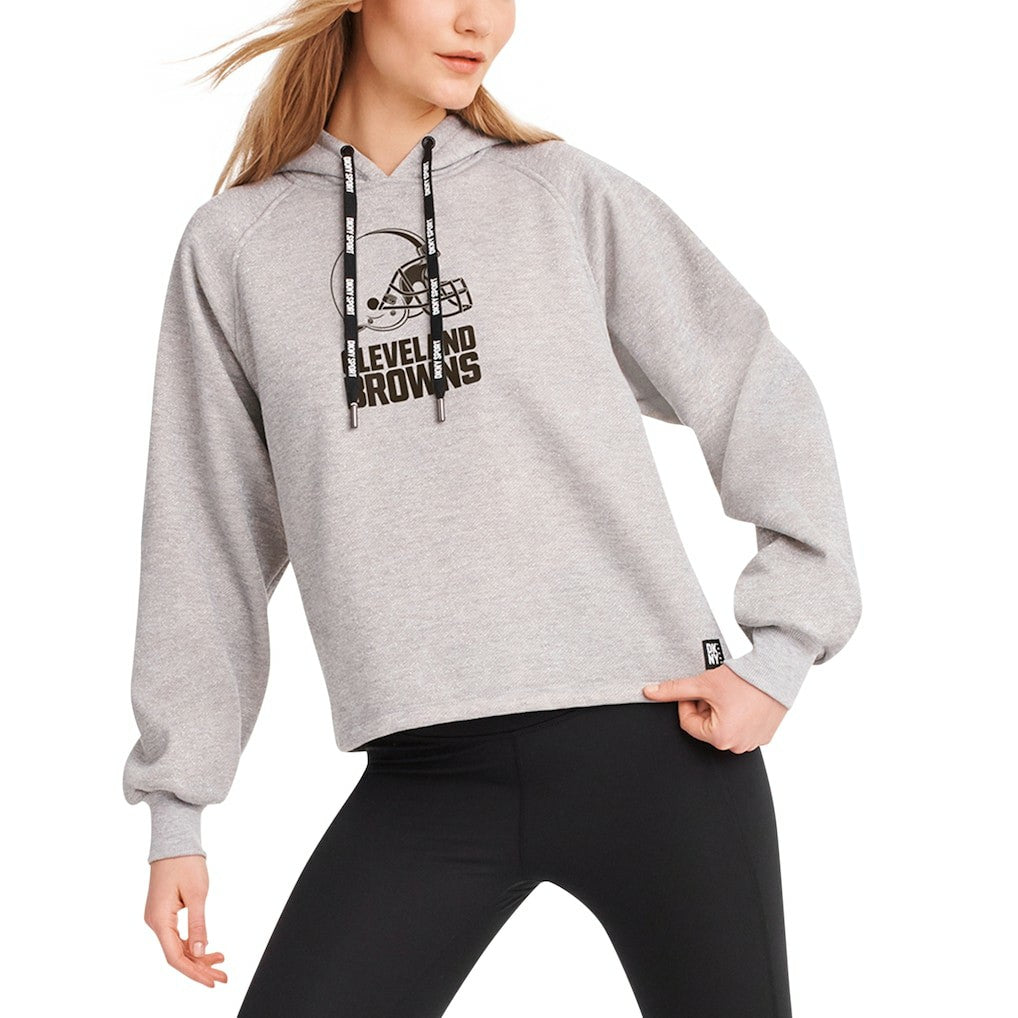 Cleveland Browns DKNY Sport Women's Debbie Dolman Raglan Pullover Hoodie Heather Gray | NFL