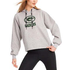 Green Bay Packers DKNY Sport Women's Debbie Dolman Raglan Pullover Hoodie Heather Gray | NFL