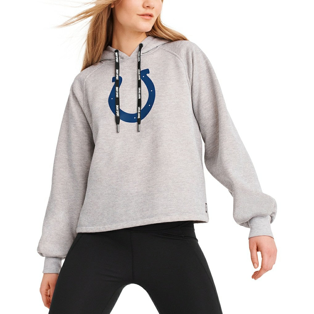 Indianapolis Colts DKNY Sport Women's Debbie Dolman Raglan Pullover Hoodie Heather Gray | NFL