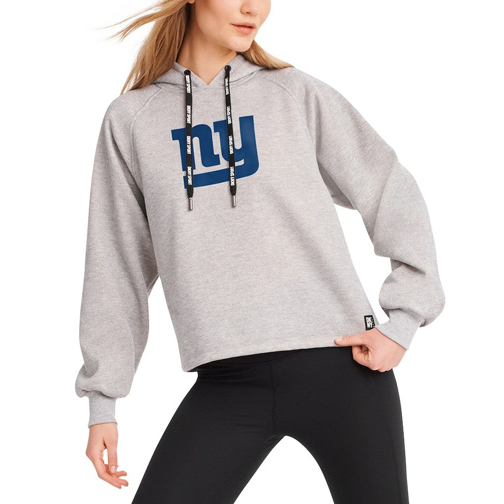 New York Giants DKNY Sport Women's Debbie Dolman Raglan Pullover Hoodie Heather Gray | NFL
