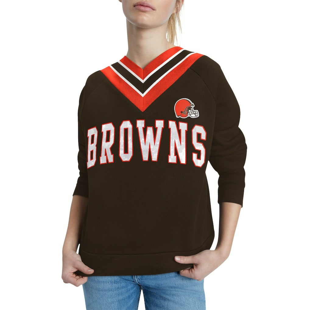 Cleveland Browns Tommy Hilfiger Women's Heidi Raglan V-Neck Sweater Brown | NFL