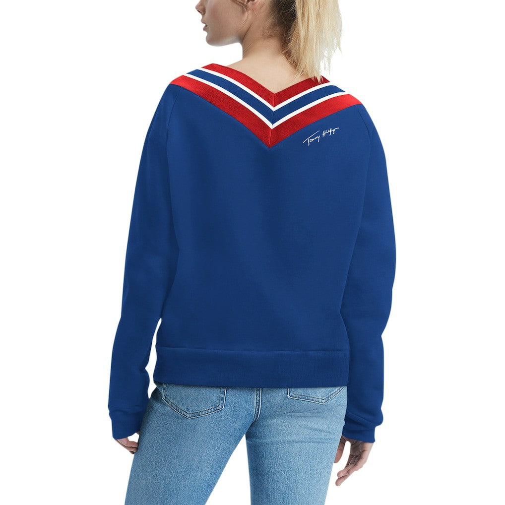 New York Giants Tommy Hilfiger Women's Heidi Raglan V-Neck Sweater Royal | NFL