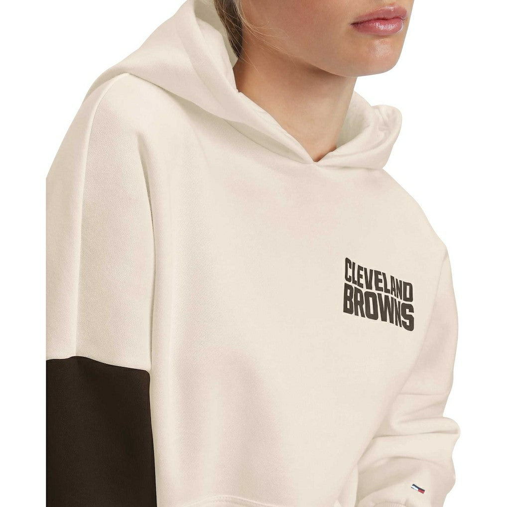 Cleveland Browns Tommy Hilfiger Women's Harriet Pullover Hoodie Cream/Brown | NFL