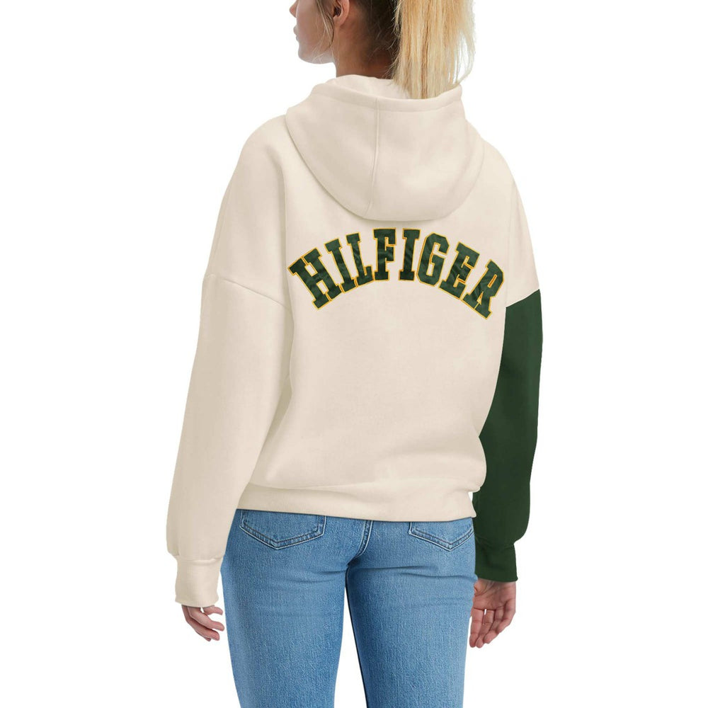 Green Bay Packers Tommy Hilfiger Women's Harriet Pullover Hoodie Cream/Green | NFL
