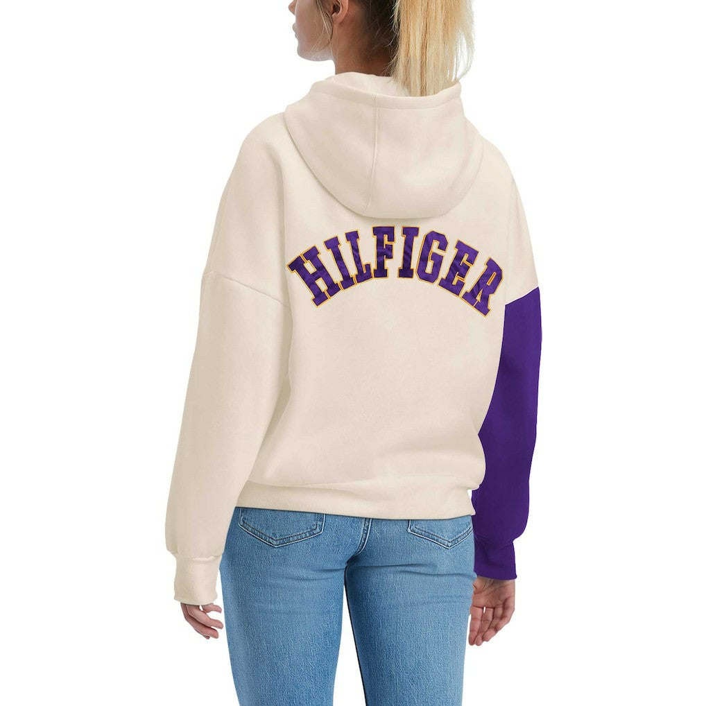 Minnesota Vikings Tommy Hilfiger Women's Harriet Pullover Hoodie Cream/Purple | NFL