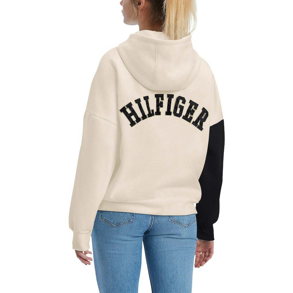 New Orleans Saints Tommy Hilfiger Women's Harriet Pullover Hoodie Cream/Black | NFL