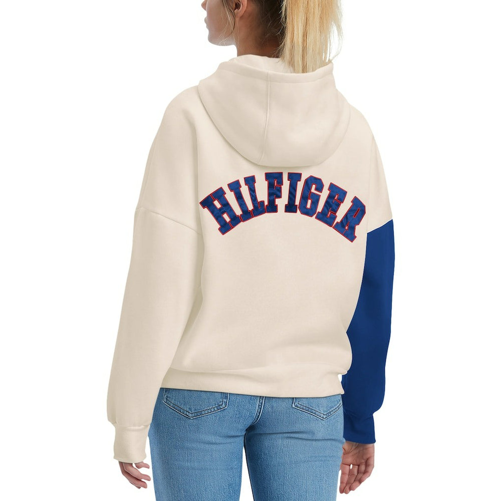 New York Giants Tommy Hilfiger Women's Harriet Pullover Hoodie Cream/Royal | NFL