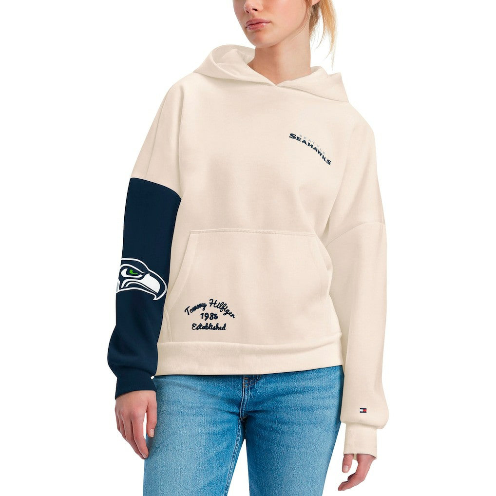 Seattle Seahawks Tommy Hilfiger Women's Harriet Pullover Hoodie Cream/Navy | NFL