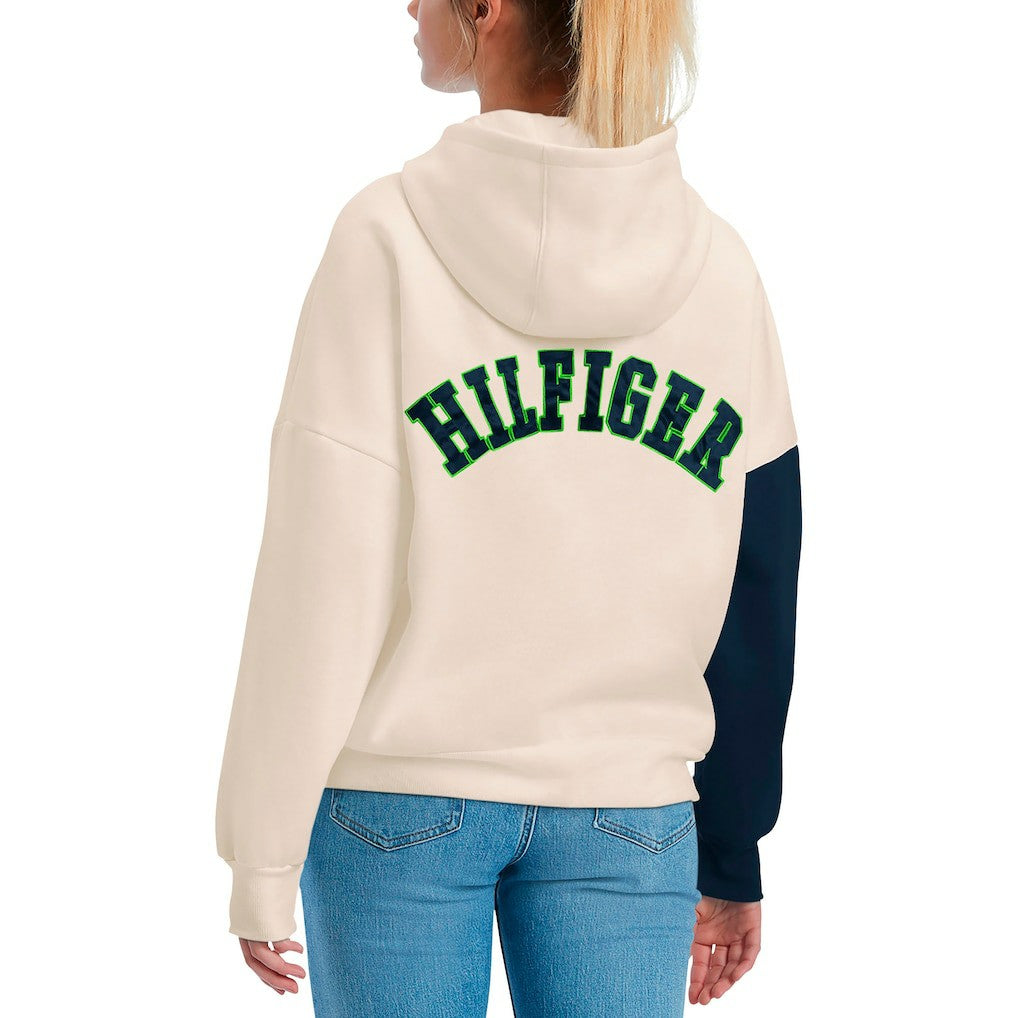 Seattle Seahawks Tommy Hilfiger Women's Harriet Pullover Hoodie Cream/Navy | NFL