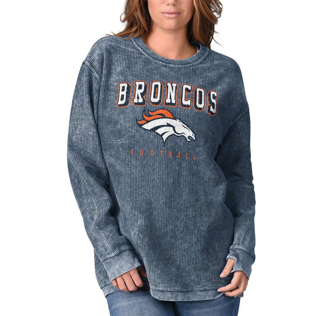 Denver Broncos G-III 4Her by Carl Banks Women's Comfy Cord Pullover Sweatshirt Navy | NFL