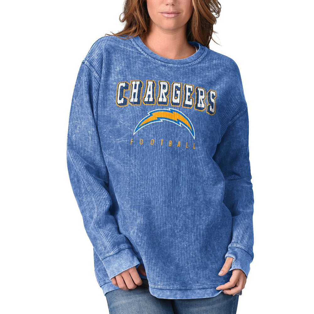 Los Angeles Chargers G-III 4Her by Carl Banks Women's Comfy Cord Pullover Sweatshirt Powder Blue | NFL