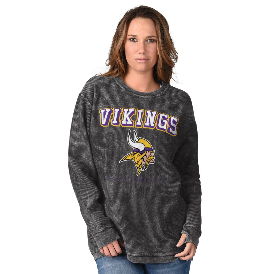 Minnesota Vikings G-III 4Her by Carl Banks Women's Comfy Cord Sweatshirt Gray | NFL