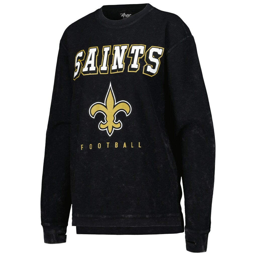 New Orleans Saints G-III 4Her by Carl Banks Women's Comfy Cord Pullover Sweatshirt Black | NFL