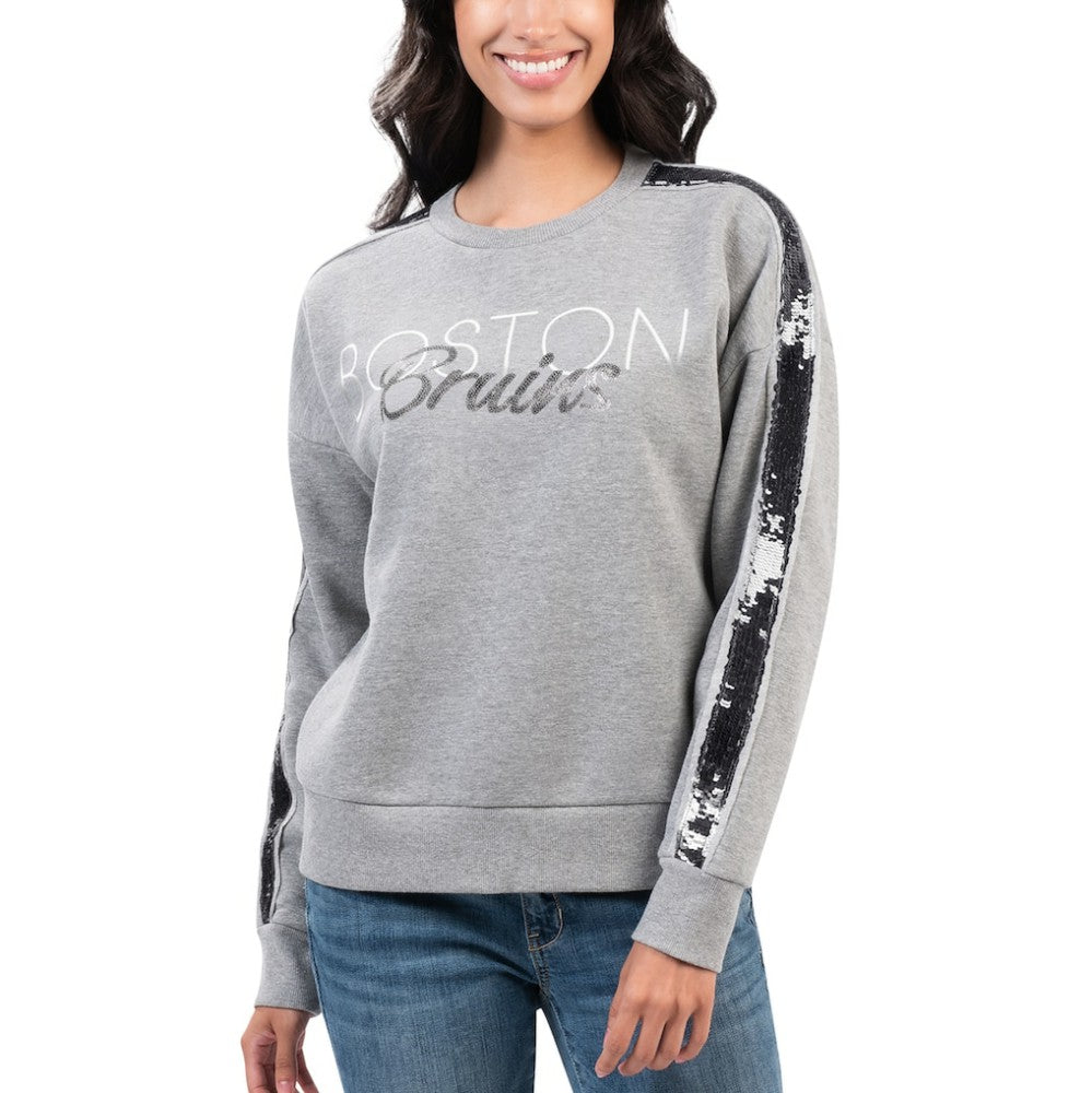 Boston Bruins G-III 4Her by Carl Banks Women's Penalty Box Pullover Sweatshirt - Gray - NHL