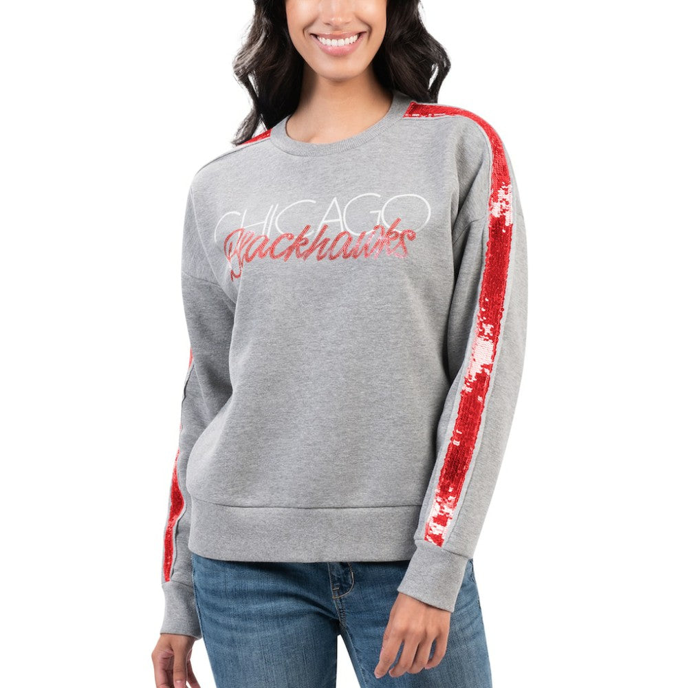 Chicago Blackhawks G-III 4Her by Carl Banks Women's Penalty Box Pullover Sweatshirt - Gray - NHL