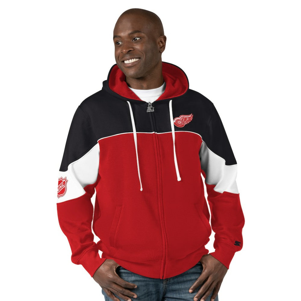 Detroit Red Wings Starter Power Forward Full-Zip Hoodie - Red/Black - NHL