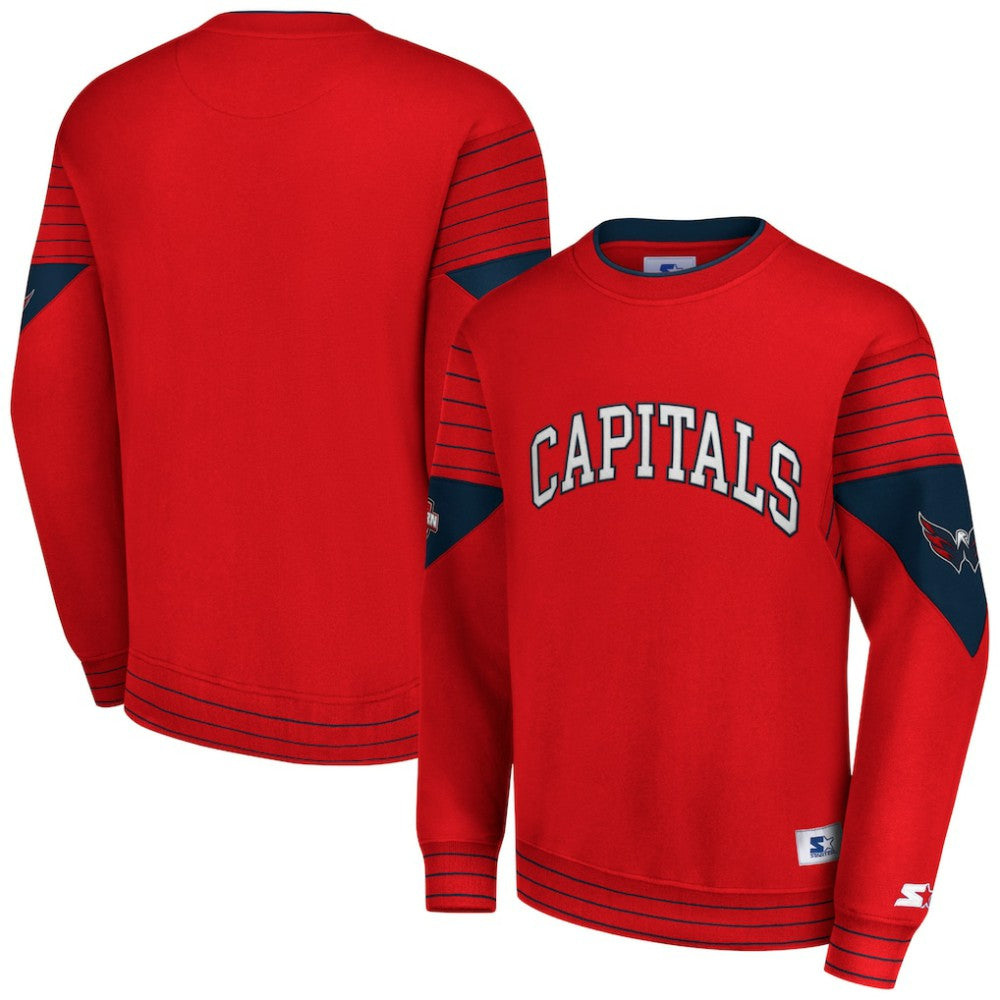 Washington Capitals Starter Faceoff Pullover Sweatshirt - Red - NHL