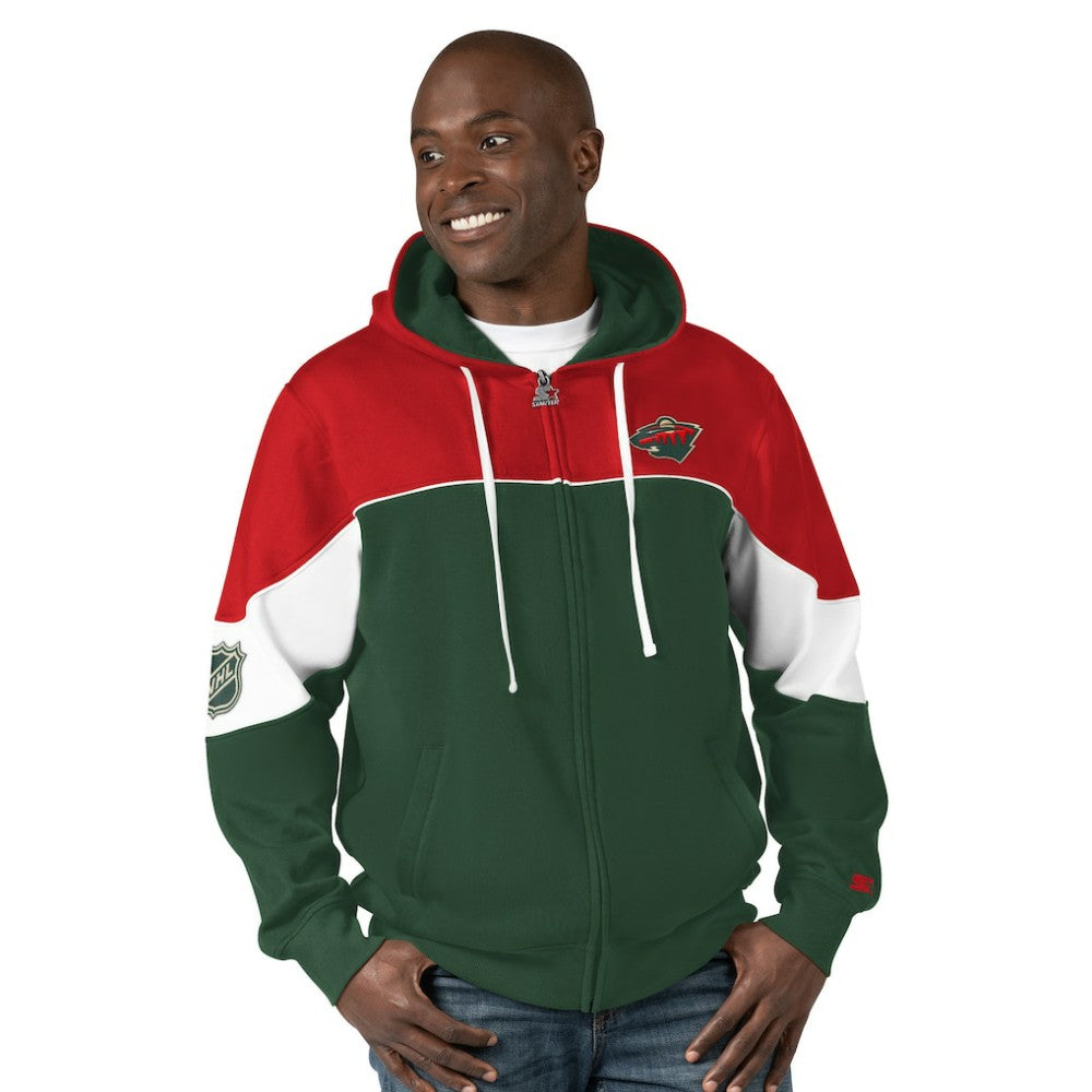 Minnesota Wild Starter Power Forward Full-Zip Hoodie - Green/Red - NHL
