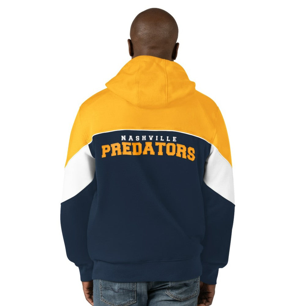 Nashville Predators Starter Power Forward Full-Zip Hoodie - Navy/Gold - NHL
