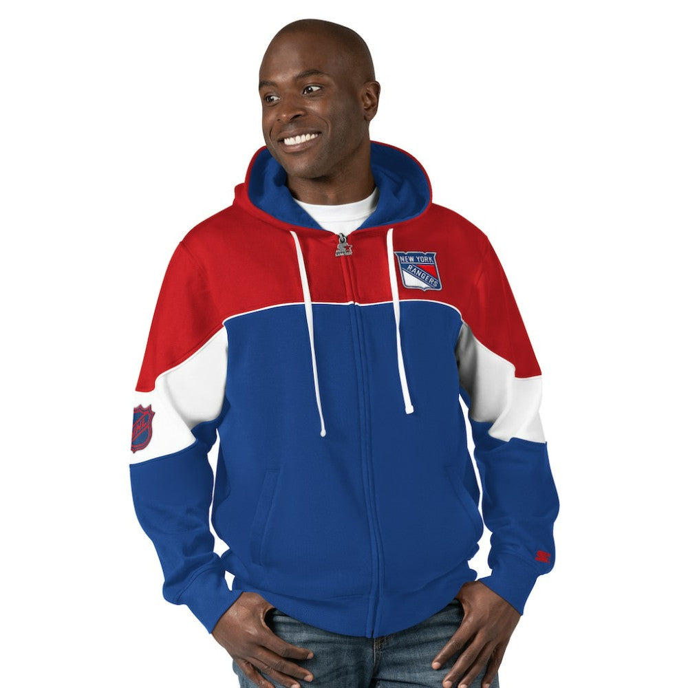 New York Rangers Starter Power Forward Full-Zip Hoodie - Blue/Red - NHL