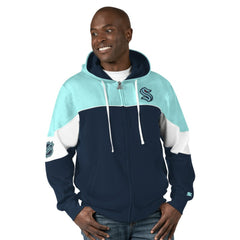 Seattle Kraken Starter Power Forward Full-Zip Hoodie - Navy/Light Blue - NHL