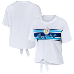 Pittsburgh Penguins WEAR by Erin Andrews Women's Front Knot T-Shirt - White - NHL